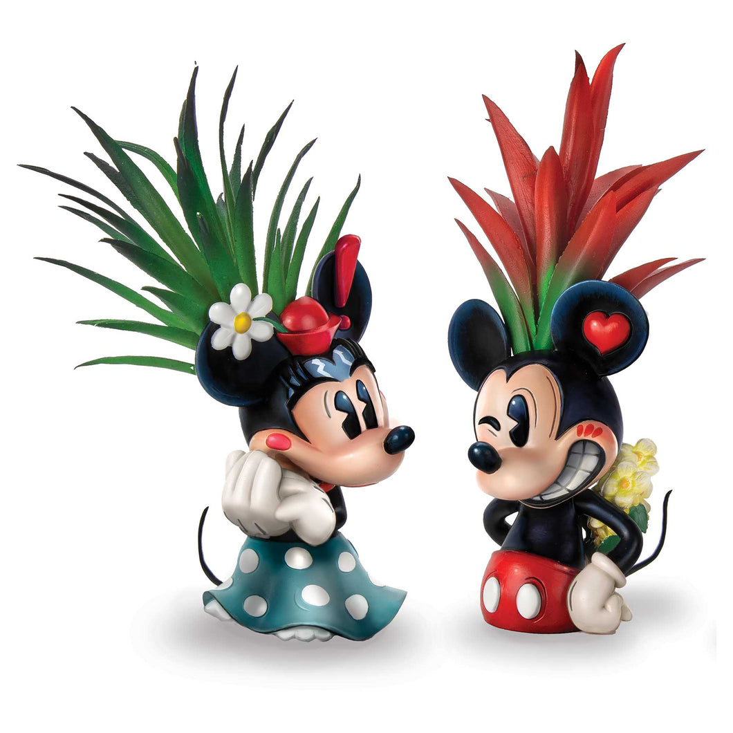 The Bradford Exchange Mickey Mouse and Minnie Mouse from Disney Mickey and Friends Succulent Sculpture Collection Issue #1 Set of 2 Handcrafted Hand-painted Artificial Succulents 4-inches - RCE Global Solutions