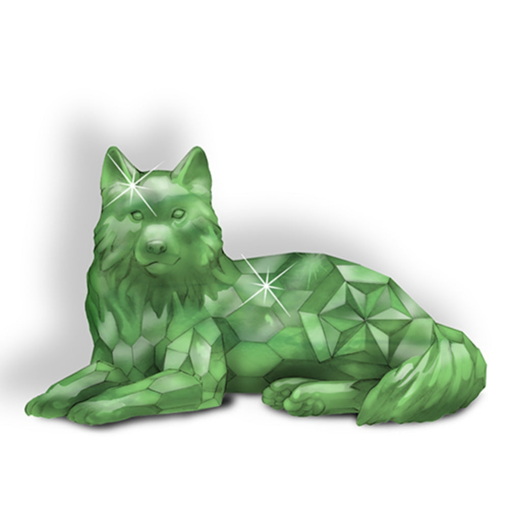 The Hamilton Collection Guardian of the Jadeite Wolf Figurine Rarest Gem Wolves of the World by Blake Jensen 3.5-inches - RCE Global Solutions