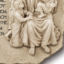 Load image into Gallery viewer, The Bradford Exchange Cornerstones of Faith Wall Decor Collection Issue #5 Let The Children Come To Me Jesus Christ Religious Plaque with Biblical Inscription Ancient Stone Look Christian Wall Art 8.75-Inches

