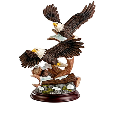 The Bradford Exchange Taking Flight Freedoms Majesty Sculpture Collection Handcrafted Bald Eagle Figurines with Shed Antlers Realistic Nature Details and Mahogany-Finished Base 6.75