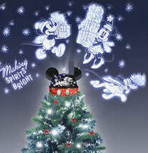 Load image into Gallery viewer, The Bradford Exchange Disney Making Spirits Bright Tree Topper Handcrafted Mickey Mouse, Minnie Mouse &amp; Pluto with Rotating Holographic Illumination Christmas Decorations 6.5-Inches - RCE Global Solutions
