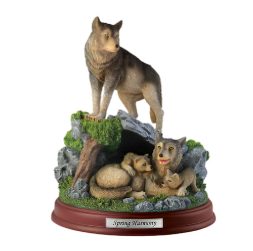 The Bradford Exchange Spring Harmony The Protectors Of The Pack Collection Issue #7 Realistically Hand Painted & Likelife Detail Wolf Sculpture 8-inches - RCE Global Solutions