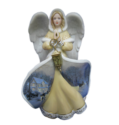 The Bradford Exchange Winter Angels of Light Collection Issue #4 Angel of Faith Illuminated Sculpture Art on Porcelain Angel by Thomas Kinkade 8-Inches - RCE Global Solutions