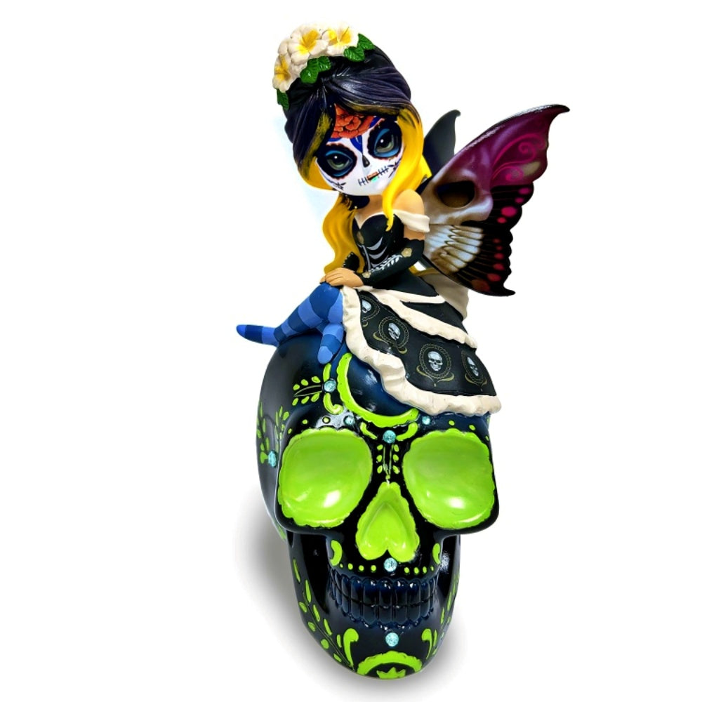 The Hamilton Collection Soulful Spirits Figurine Collection Issue #14: Spirit Of The Elated Wonder Glow in The Dark Sugar Skull Decor by Jasmine Becket-Griffith 6-Inches