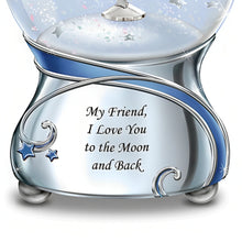 Load image into Gallery viewer, The Bradford Exchange Friend I Love You to the Moon and Back Musical Glitter Globe Heartwarming Friendship Gift with Sparkling Pavé-Style Crystals Unique Open Heart Dangle Celestial Blue Accents and Sentimental Melody &#39;Always in My Heart&#39; 6-inches - RCE Global Solutions
