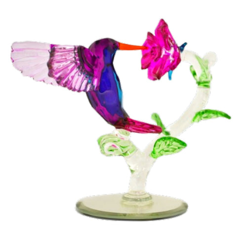 The Bradford Exchange Garden Treasures of Sparkling Elegance Collection Issue #05: Fleeting Beauty Hummingbird Handcrafted Crystal Jewel Toned Colors with Mirrored Base 6-inches - RCE Global Solutions