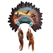 Load image into Gallery viewer, The Bradford Exchange Sacred Tribal Spirits Issue #8 &quot;Masters Of The Summits&quot; Eagle Ceremonial Headdress Wall Decoration with Real Feathers Hand-Painted Beadwork by Ted Blaylock 9.25-inches - RCE Global Solutions
