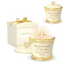Load image into Gallery viewer, The Bradford Exchange My Granddaughter I Love You Today Tomorrow Always Heirloom Porcelain Candle Holder 22K Gold Accents Comes with Vanilla Scented Candle and Gift Box 4.5&quot;-Inches - RCE Global Solutions
