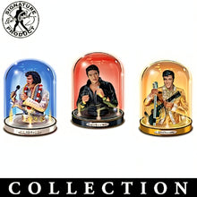 Load image into Gallery viewer, The Bradford Exchange Timeless Legend Sculpture Collection Issue #3: Gold Records Elvis Presley Handcrafted Glass Dome Sculpture in Bejeweled Jumpsuit with Illuminating Base 7-inches - RCE Global Solutions
