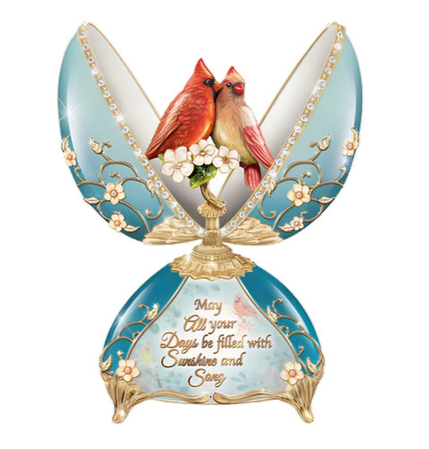The Bradford Exchange Nature's Harmony Music Box Collection - Sunshine & Song Egg Music Box Issue #1 Handcrafted Heirloom Porcelain with 24K Gold Accents Songbirds by Peter Carl Faberge 6.5-Inches - RCE Global Solutions