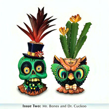 Load image into Gallery viewer, The Bradford Exchange Spooky Sprouts Sculpture Collection Issue #2 Mr. Bones and Dr. Cuckoo Handcrafted Resin Planters with Artificial Succulents 4.25-inches - RCE Global Solutions
