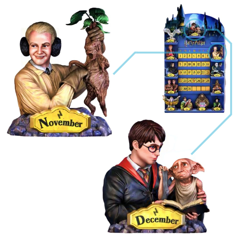 The Bradford Exchange HARRY POTTER Perpetual Calendar Collection Issue #6: November and December Handcrafted Character Sculptures 3.5-inches