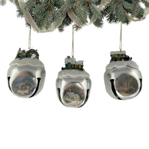 The Ashton-Drake Galleries Winter Sleigh Bells #11 Ornament Collection Set of 3 Christmas Decoration by Thomas Kinkade 3-inches - RCE Global Solutions