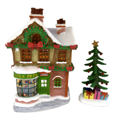 The Bradford Exchange Disney's Mickey Mouse's Christmas Carol Village Collection Issue #4 Toy & Pet Shop Christmas Building Handcrafted & Illuminated Christmas Village 3.5-Inches - RCE Global Solutions