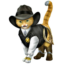 Load image into Gallery viewer, The Hamilton Collection Spurs &#39;N Fur Kitty Cowboys Figurine Issue #1 Sheriff S. Purrs Hand-Painted Cat Sculpture with Detailed Cowboy Attire Sheriff’s Badge and Spurs Limited Edition Old West Collectible 5.5-inches
