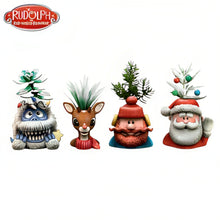 Load image into Gallery viewer, The Bradford Exchange Yukon and Santa Charming Character Pots Filled with Holiday Cheer Handcrafted and Hand-Painted Artificial Succulent Sculptures Rudolph the Red-Nosed Reindeer Succulent Collection Issue #2 Christmas decoration 5.75-inches - RCE Global Solutions
