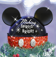 Load image into Gallery viewer, The Bradford Exchange Disney Making Spirits Bright Tree Topper Handcrafted Mickey Mouse, Minnie Mouse &amp; Pluto with Rotating Holographic Illumination Christmas Decorations 6.5-Inches - RCE Global Solutions
