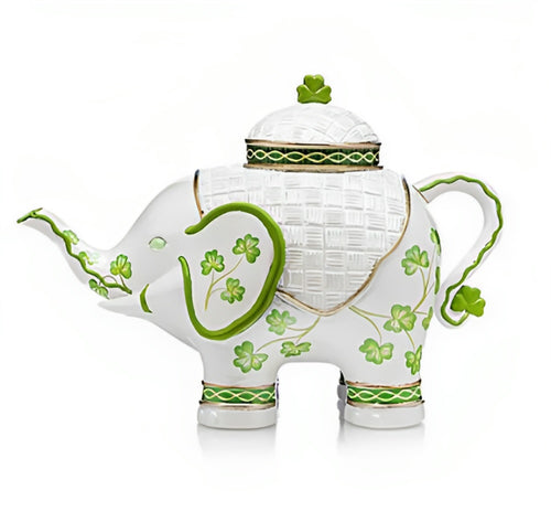 The Hamilton Collection Overflowing Blessings Tea-lightful Elephant Collection Issue #3 A Symbol of Love and Luck Handcrafted & Hand Painted Blue Willow Masterpiece Figurine 4.75-inches