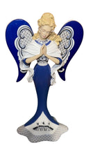 Load image into Gallery viewer, The Hamilton Collection Protection for a Peaceful Passage Figurine Angels of Blue Willow Collection Issue #3 Blue Willow Love Story Depiction and Masterfully Crafted Sculpture with Cobalt Blue Motif and High-Gloss Finish 7.25-inches - RCE Global Solutions
