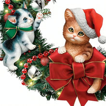 Load image into Gallery viewer, The Bradford Exchange Merry Meowy Mayhem Wreath Illuminated Sculpted Cat Christmas Decor Handcrafted Always in Bloom® Pre-Lit Holiday with Sculpted Kittens 23 Lights &amp; Built-In Timer by Jurgen Scholz 18-inches
