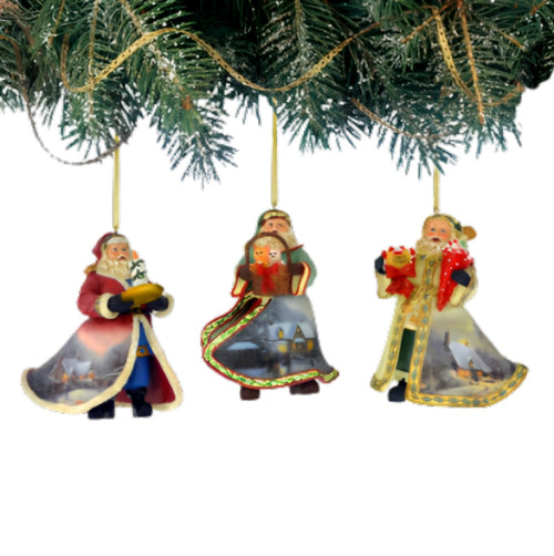 The Ashton-Drake Galleries Victorian Winter Scenes Santas Ornament Collection Issue #31 Painter of Light Artistry Three Dimensional Elegance with Elaborate Detailing Christmas Decoration Set of 3 by Thomas Kinkade 4-inches
