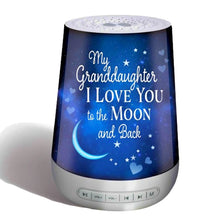 Load image into Gallery viewer, The Bradford Exchange Granddaughter I Love You to The Moon Sleep Sound Machine Nightlight 24 Soothing Sounds Timer USB Rechargeable Celestial Artwork 6-inches
