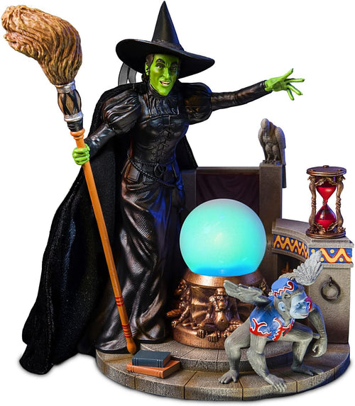 The Bradford Exchange The Wizard of OZ Hand-Painted Wicked Witch of The WEST Sculpture with Poseable Fabric Cape, Hour Glass, Flying Monkey and Color-Changing Crystal Ball