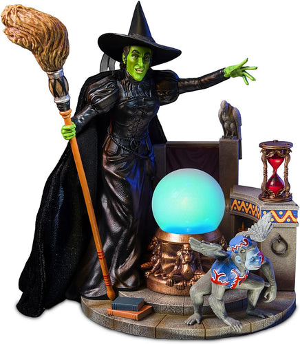 The Bradford Exchange The Wizard of OZ Hand-Painted Wicked Witch of The WEST Sculpture with Poseable Fabric Cape, Hour Glass, Flying Monkey and Color-Changing Crystal Ball - RCE Global Solutions