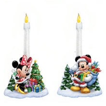 Load image into Gallery viewer, The Bradford Exchange Disney Mickey Mouse And Minnie Mouse Heartwarming Holiday Flameless Handcrafted Candle Set 9-inches - RCE Global Solutions
