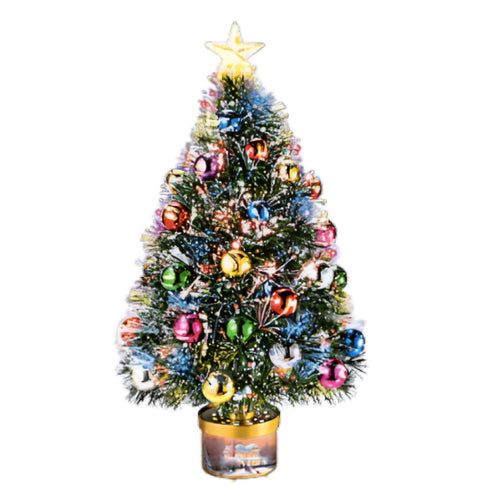 The Bradford Exchange Wonderlight Tree Fiber-Optic Tabletop Christmas Tree with Rotating Color Lights and Holiday Scene Base Christmas Decorations by Thomas Kinkade 36-Inches - RCE Global Solutions