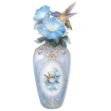 Load image into Gallery viewer, The Bradford Exchange Fluttering Fantasy Handcrafted Porcelain Perfume Bottle with Jeweled Hummingbirds and Garden Flowers by Lena Liu 4.25-inches - RCE Global Solutions
