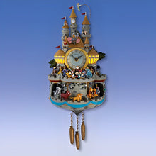 Load image into Gallery viewer, The Bradford Exchange Disney Timeless Magic Musical Wall Cuckoo Clock Masterpiece Handmade With 43 Rotating Characters Castle Windows Light Up Plays Melody A Dream is a Wish Your Heart Makes 20-Inches - RCE Global Solutions
