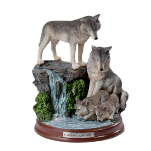 The Bradford Exchange Summer Splendor The Protectors Of The Pack Collection Issue #4 Realistically Hand Painted & Likelife Detail Wolf Sculpture 8-inches