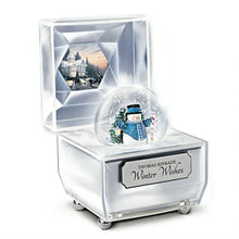 Load image into Gallery viewer, The Bradford Exchange Frosty Facets Music Box Collection Issue #1: Winter Wishes Illuminated Water Globes Holiday Art Inside Crystalline Snowman Boxes Play Music with Timer by Thomas Kinkade 4.5-inches - RCE Global Solutions
