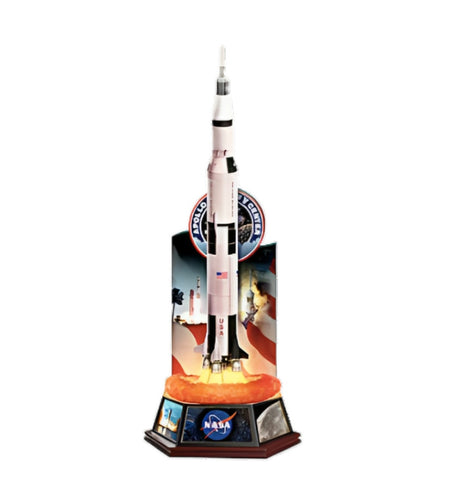 The Bradford Exchange NASA Legacy of Innovation Sculpture Collection Issue #1 Saturn V Handcrafted Collectible Rocket Sculptures with LED Illumination, Authentic Details, & Historic Mission Backdrops 10.13-Inches - RCE Global Solutions