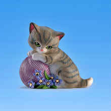 Load image into Gallery viewer, The Hamilton Collection Treasures of a Love Never Forgotten Issue #2 Friends Always Care Kitten Figurine Hand-Painted with Faux Gems Glitter and Alzheimer&#39;s Awareness Accents 2.25-inches
