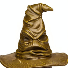 Load image into Gallery viewer, The Hamilton Collection HARRY POTTER SORTING HAT Sculpture with Movie Voice Illuminated House Crest Projection and Wood-Look Base Magical Wizarding World Collectible 6.75&quot; W x 8&quot; H x 6.75&quot; D - RCE Global Solutions
