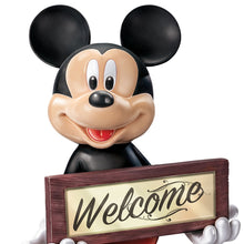 Load image into Gallery viewer, The Bradford Exchange Disney Mickey Mouse Fully Sculpted Solar Powered Outdoor Welcome Sign With Built in Light Sensing Solar Panel UV and Water Resistant 16&quot;-Inches - RCE Global Solutions
