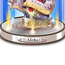 Load image into Gallery viewer, The Bradford Exchange Timeless Legend Sculpture Collection Issue #1: ALOHA Elvis Presley Handcrafted Glass Dome Sculpture in Bejeweled Jumpsuit with Illuminating Base 7-inches - RCE Global Solutions
