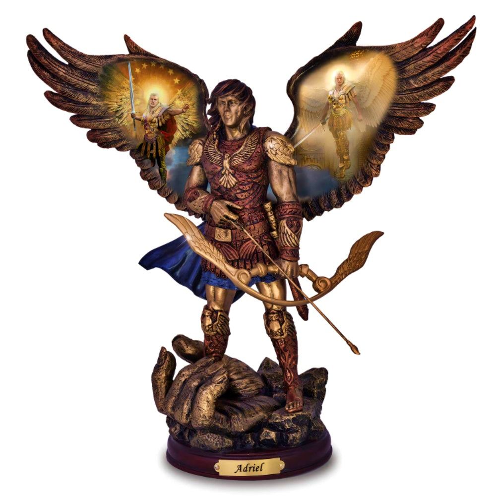 The Bradford Exchange Archangels of Light Bronze Sculpture Collection Issue #28 'ADRIEL: GOD IS MY HELP' Inspired by Renaissance Art Hand-Painted with Metallic Highlights by Howard David Johnson 10-Inches