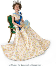 Load image into Gallery viewer, The Ashton-Drake Galleries Queen Elizabeth II Portrait Doll Chair Accessory, Green Satin Drawing Room Throne, Windsor Castle Replica - RCE Global Solutions
