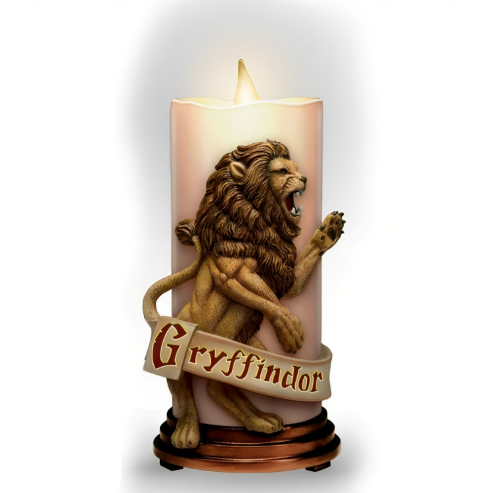 The Bradford Exchange Gryffindor HARRY POTTER™ HOGWARTS House Candle Collection Issue # 2 High-Relief Sculpted LED Flameless Candles with House Mascots and Colors Remote-Controlled Illumination Magic (Included with Issue One) 7