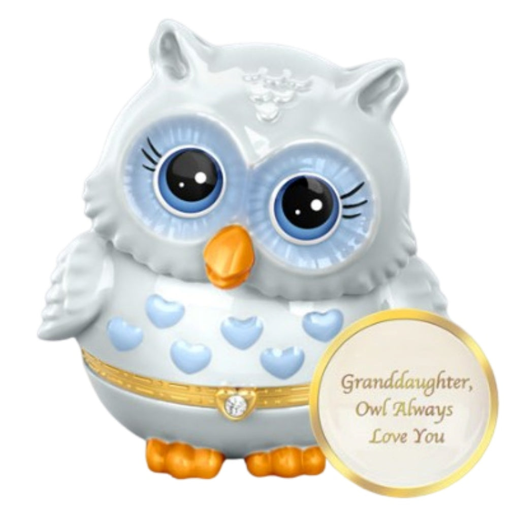 The Bradford Exchange Granddaughter Owl Always Love You Birthstone Music Box Collection Issue #5: April Heirloom Porcelain Music Box with You Are My Sunshine Melody 4.5-inches - RCE Global Solutions