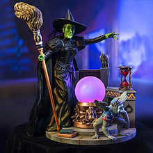 Load image into Gallery viewer, The Bradford Exchange The Wizard of OZ Hand-Painted Wicked Witch of The WEST Sculpture with Poseable Fabric Cape, Hour Glass, Flying Monkey and Color-Changing Crystal Ball - RCE Global Solutions
