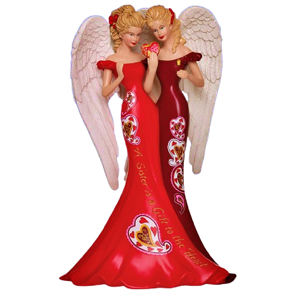 The Hamilton Collection Angelic Sisters of Heartfelt Promises Collection Issue #4 A Sister Is A Gift To The Heart Figurine Hand-Painted Collectible with Glittered Wings and Golden Lantern by Thomas Kinkade 7-inches