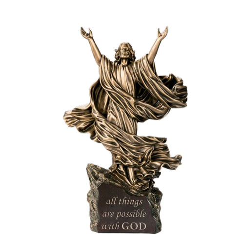 The Bradford Exchange Light Of The World Sculpture Collection Issue #4: 'All Things Are Possible' Handcrafted Cold-Cast Bronze Illuminated with Inspirational Scripture 11-inches - RCE Global Solutions