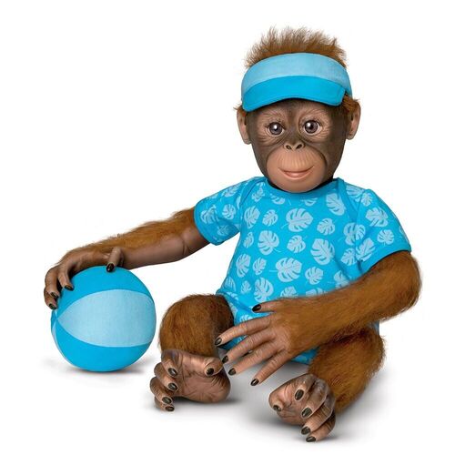The Ashton - Drake Galleries Abe Hugs So Truly Real® Lifelike Baby Boy Monkey Doll Realistic Weighted Fully Poseable with Plush Ball Hand Applied Hair and Soft RealTouch® Vinyl Skin 22
