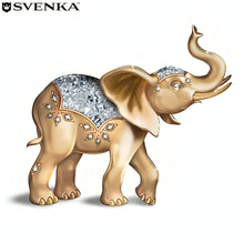 Load image into Gallery viewer, The Hamilton Collection Shimmering Fortune of Gold Figurine Precious Metal Elephant Sculpture with Real 24K Gold Accents Svenka Crystals and Hand-Painted Metallic Gloss Finish by Blake Jensen 4&quot; W x 4&quot; H - RCE Global Solutions
