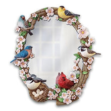 Load image into Gallery viewer, The Bradford Exchange Garden Reflections Oval Wall Mirror Hand-Painted Shatterproof Glass Display Wall-Decor Featuring Sculpted Songbirds Perched On The Frame 20-Inches - RCE Global Solutions
