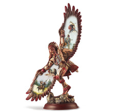 Load image into Gallery viewer, The Bradford Exchange Spirit of the Warrior Bronze Sculpture Collection Issue #4: Silent Sentinel Native American-Inspired Cold-Cast Bronze with Chuck Ren Warrior Portrait and Mahogany Base 8-inches
